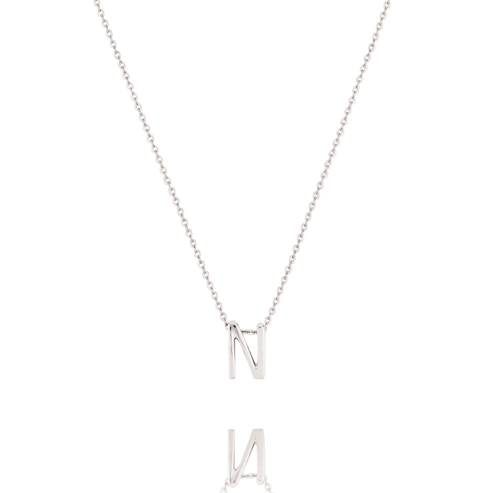 Elegant Silver Initial Pendant Necklace 16