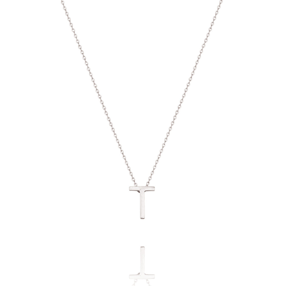 Elegant Silver Initial Pendant Necklace