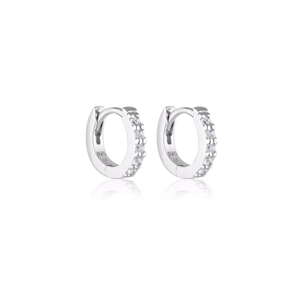 0.5 TCW White Topaz Mini Hoops Earrings 2