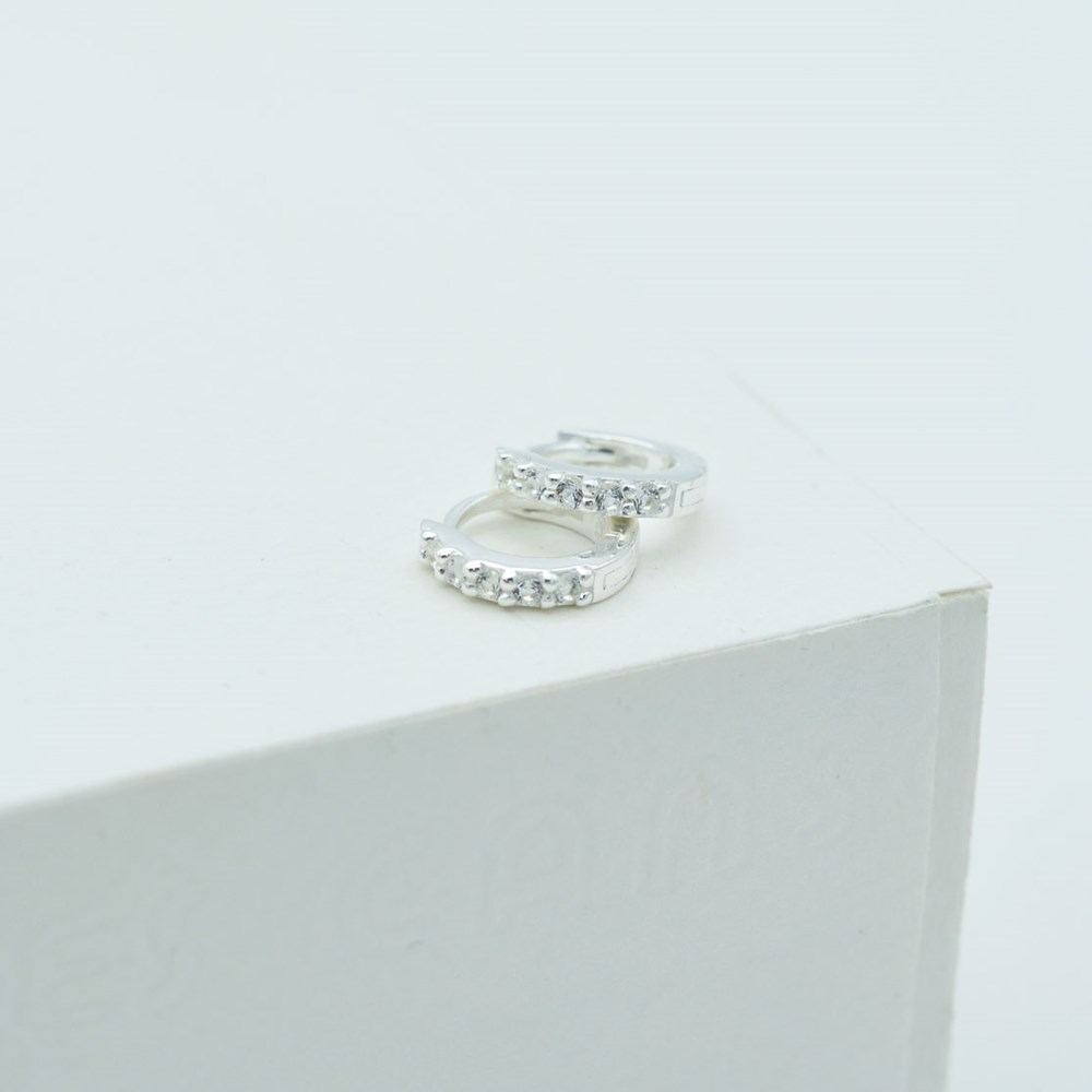 0.5 TCW White Topaz Mini Hoops Earrings