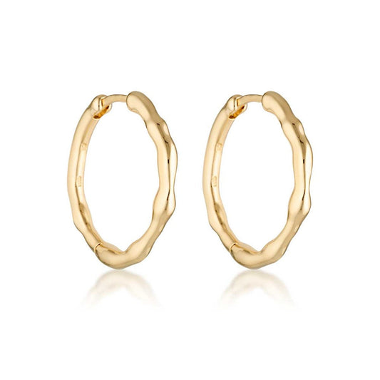 Elegant Wavy Gold Hoop Earrings