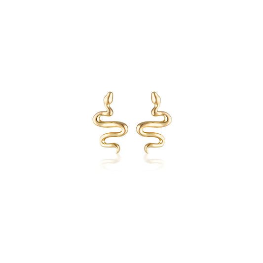 Golden Serpent Twist Stud Earrings