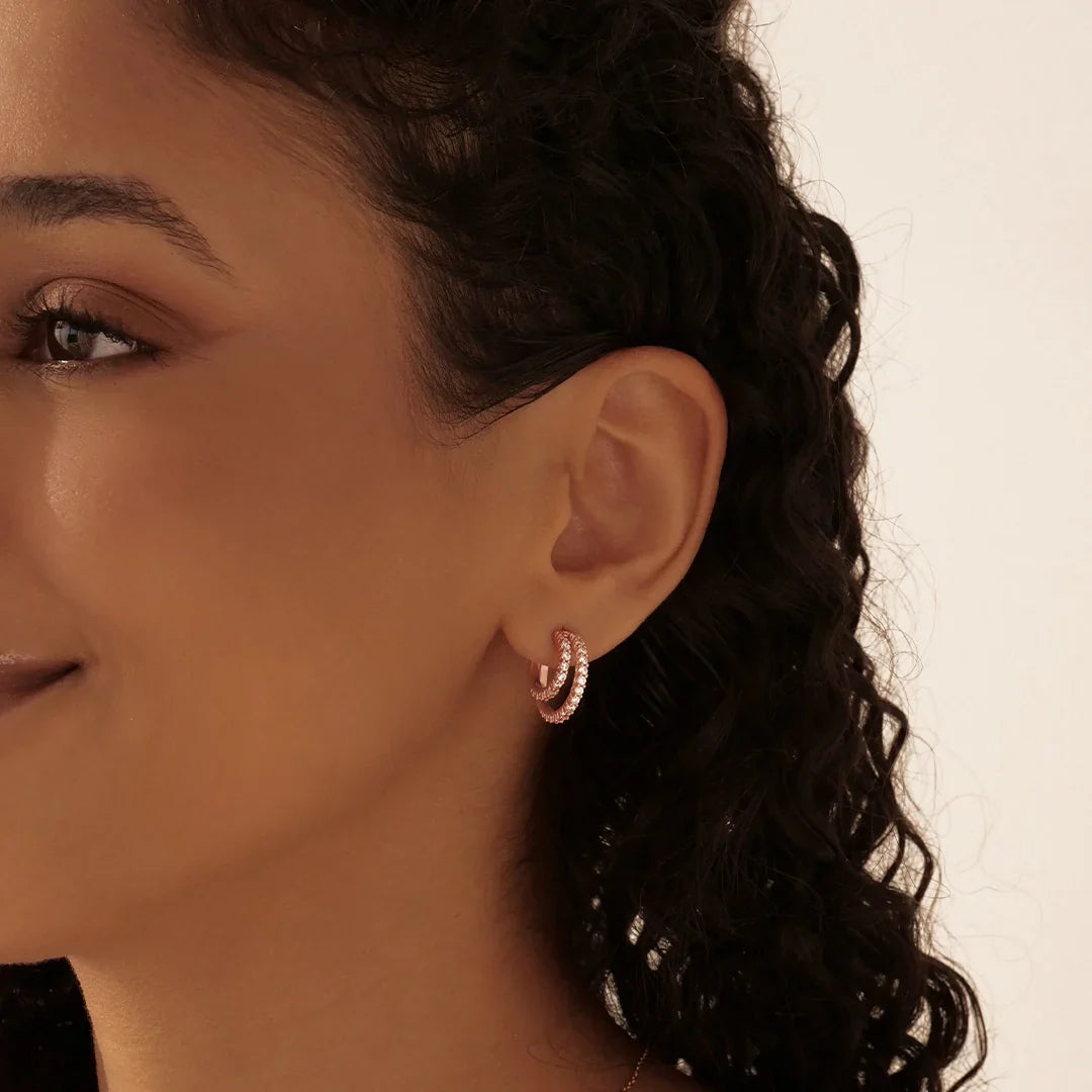 Radiant Double Hoop Diamond Earrings 7