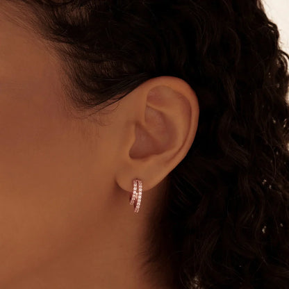 Radiant Double Hoop Diamond Earrings 9