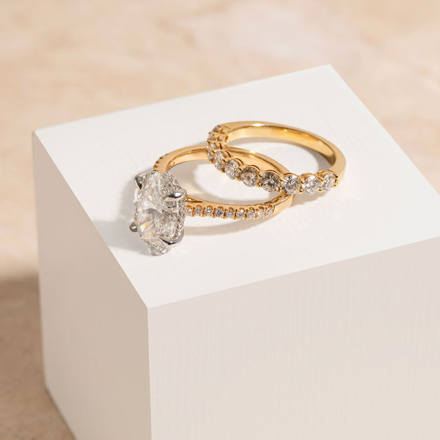 Curved- 0.25 CT Marquise Lab Grown Diamond Wedding Band