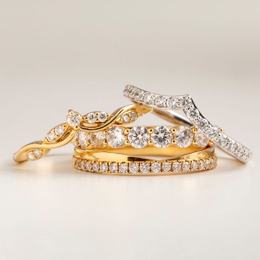 Curved- 0.25 CT Marquise Lab Grown Diamond Wedding Band
