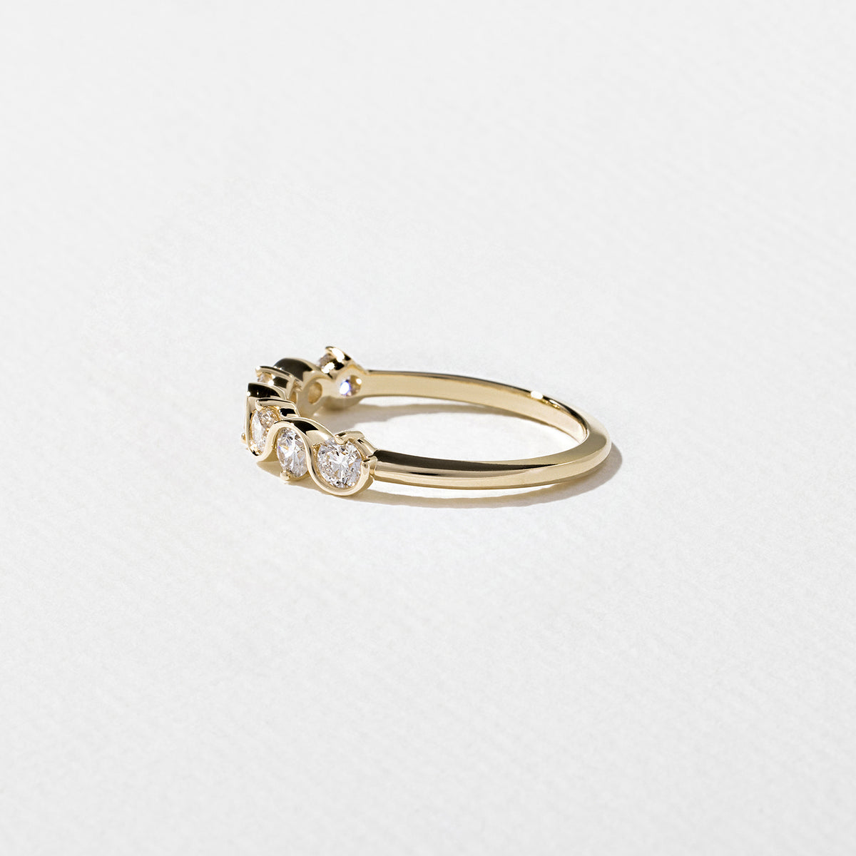 Bezel Set Half Eternity- 0.57 CT Round Lab Grown Diamond Wedding Band