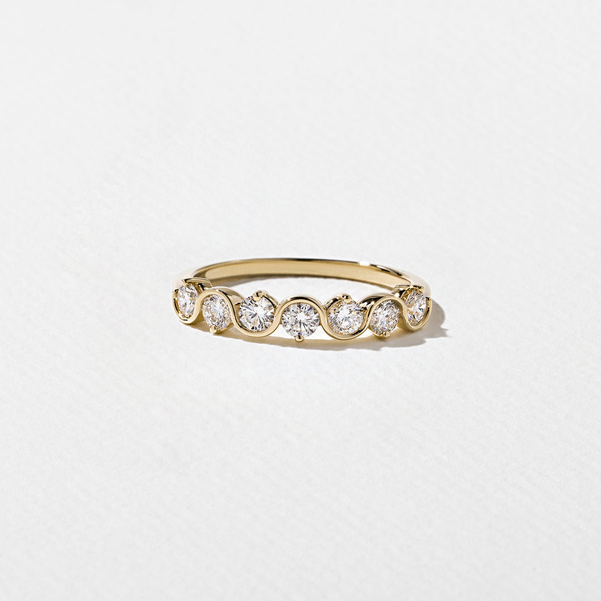 Bezel Set Half Eternity- 0.57 CT Round Lab Grown Diamond Wedding Band