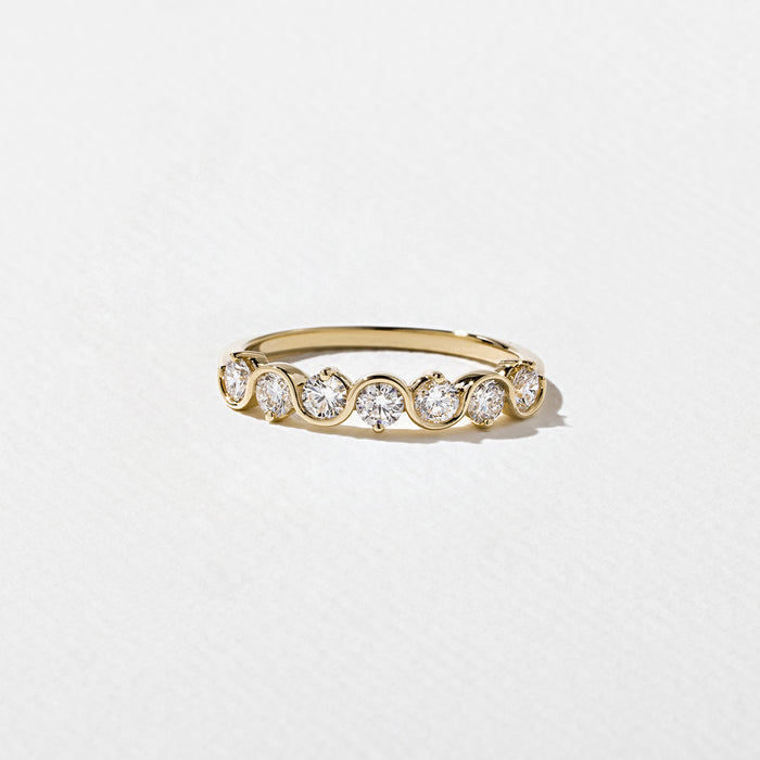 Bezel Set Half Eternity- 0.57 CT Round Lab Grown Diamond Wedding Band