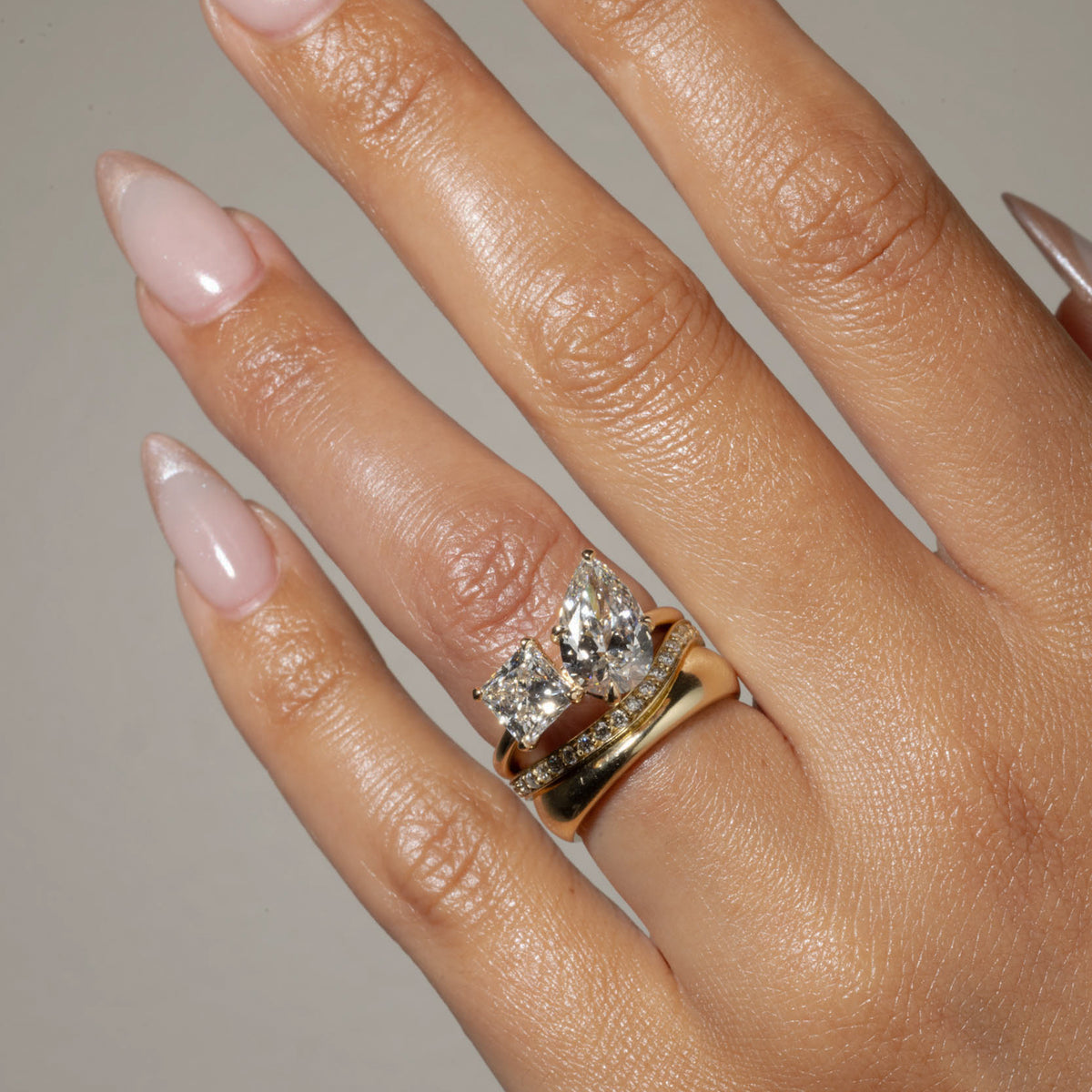 Two Stone -2.2 CT Pear Lab Grown Diamond Engagement Ring