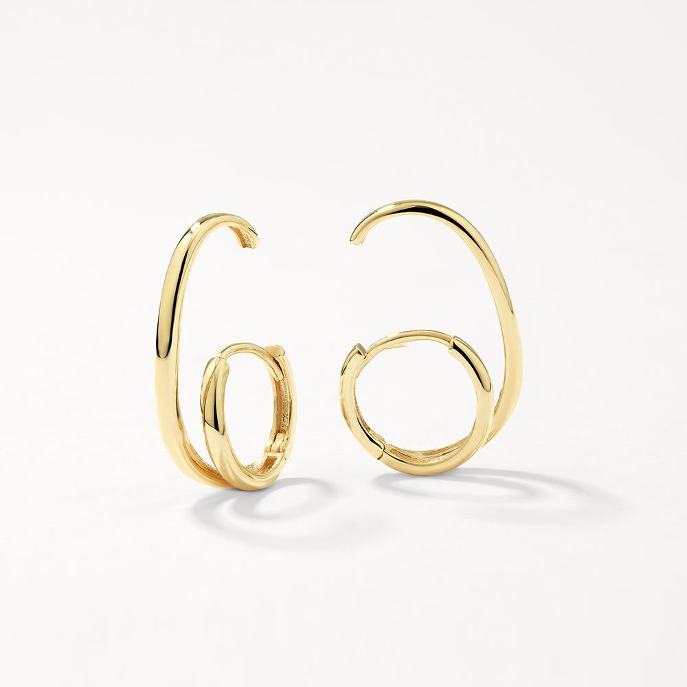 Elegant Double Lobe Gold Cuff Earrings 1