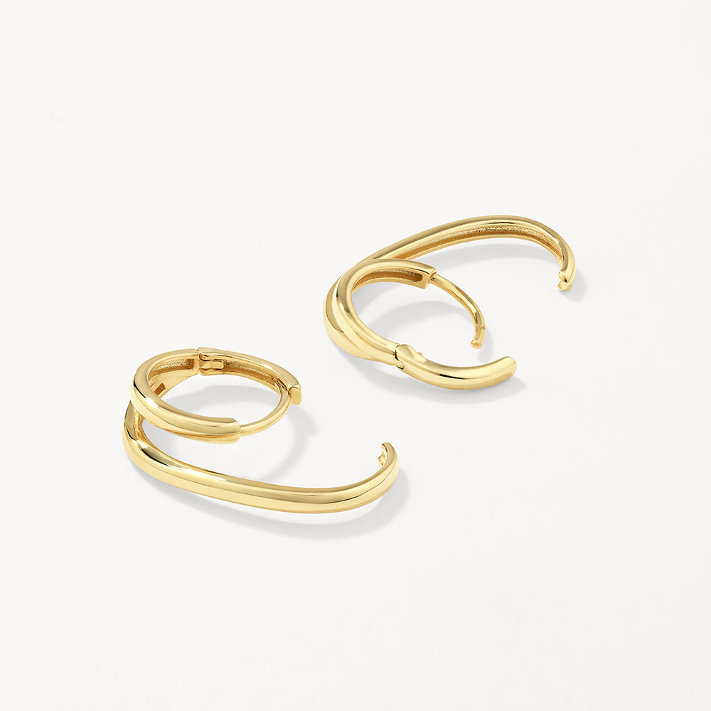 Elegant Double Lobe Gold Cuff Earrings 5