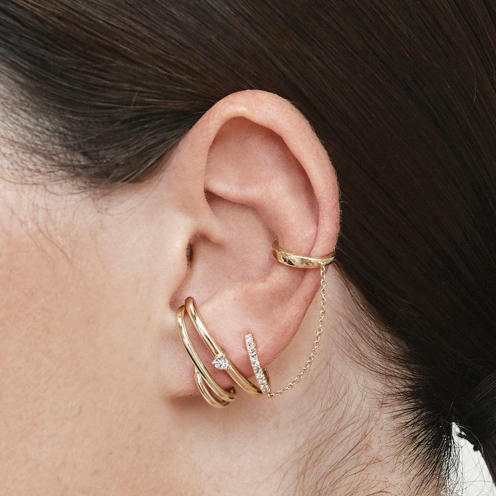 Elegant Double Lobe Gold Cuff Earrings