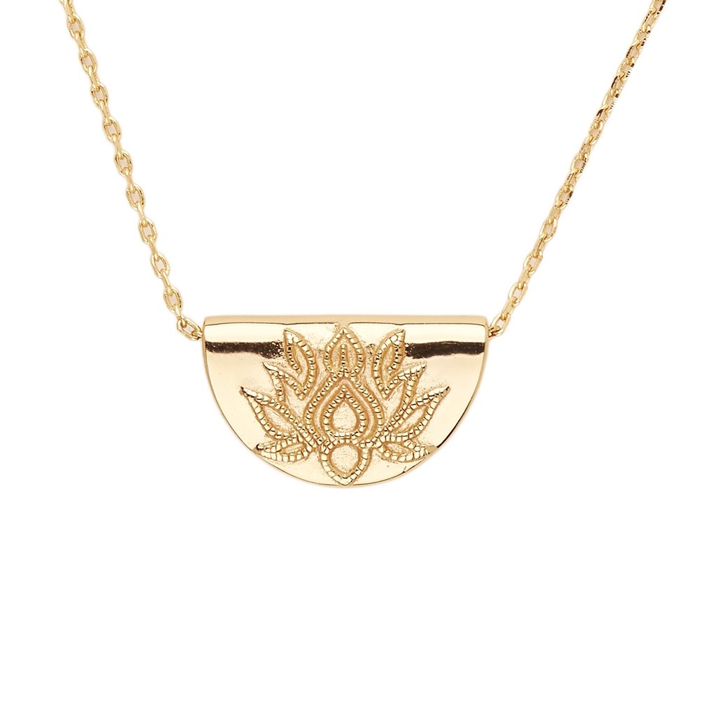 Elegant Lotus Pendant Necklace in Gold Finish