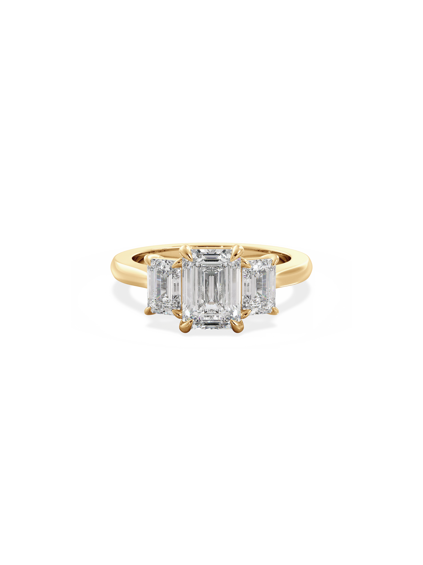 Three Stone-Emerald Lab Grown Diamond Engagement Ring