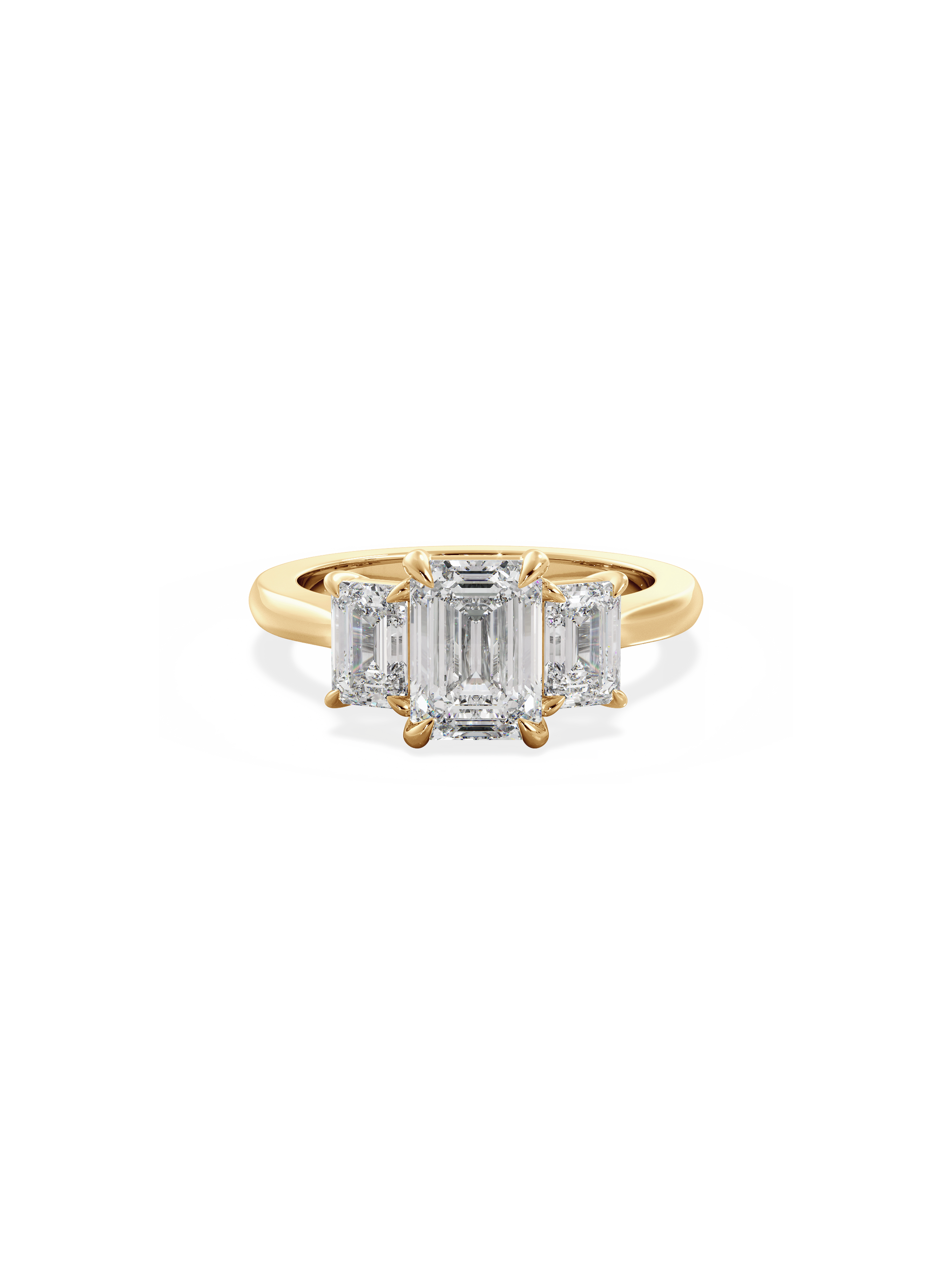 Three Stone-Emerald Lab Grown Diamond Engagement Ring