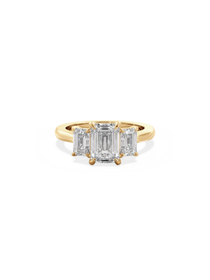 Three Stone-Emerald Lab Grown Diamond Engagement Ring