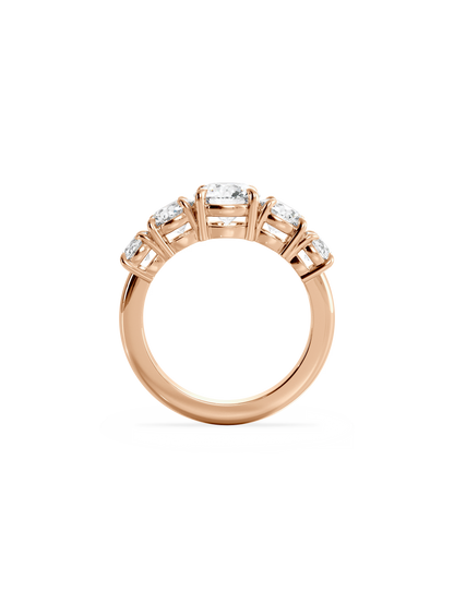 Five Stone-Round Lab Grown Diamond Engagement Ring
