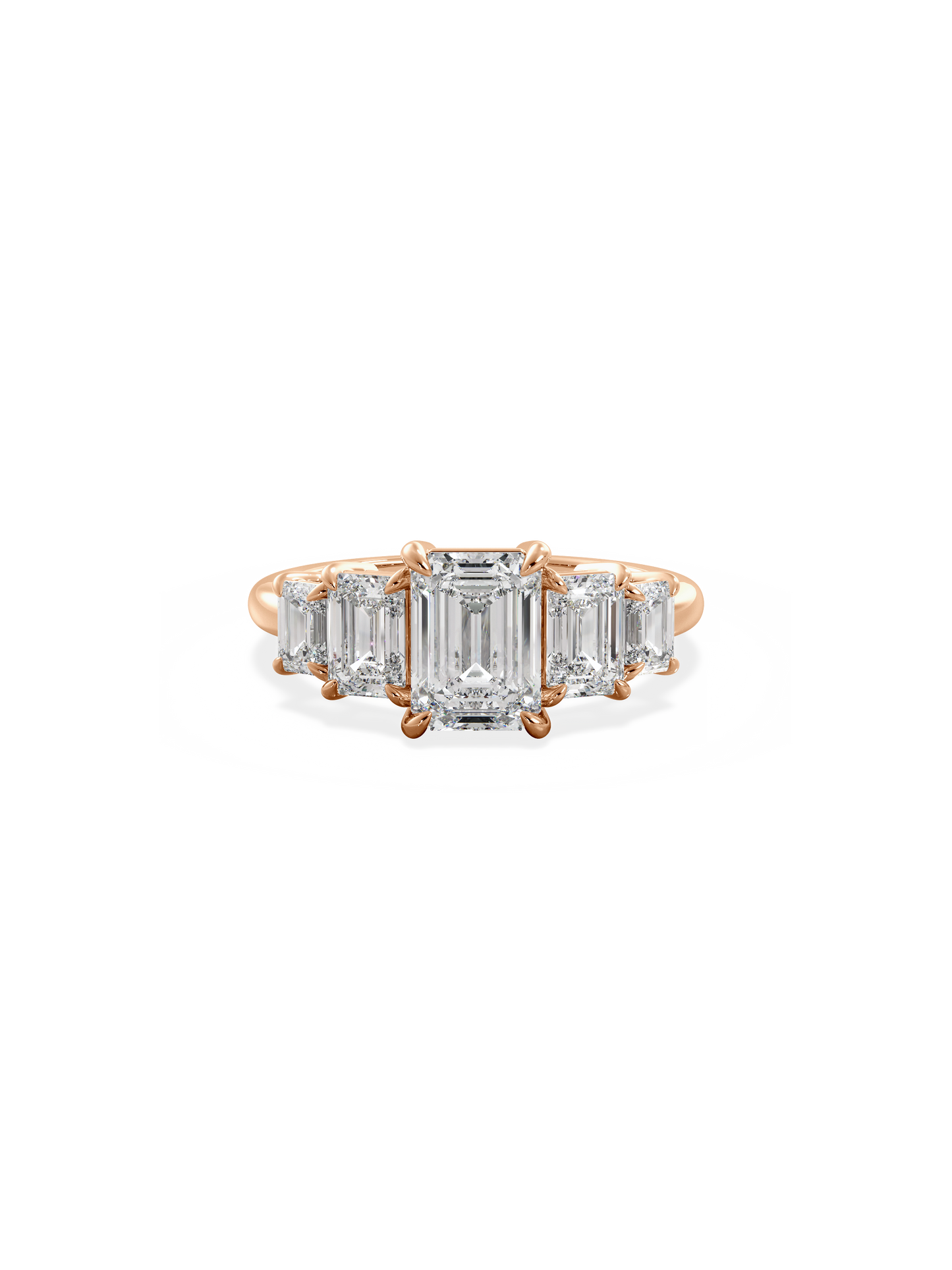 Five Stone-Emerald Lab Grown Diamond Engagement Ring