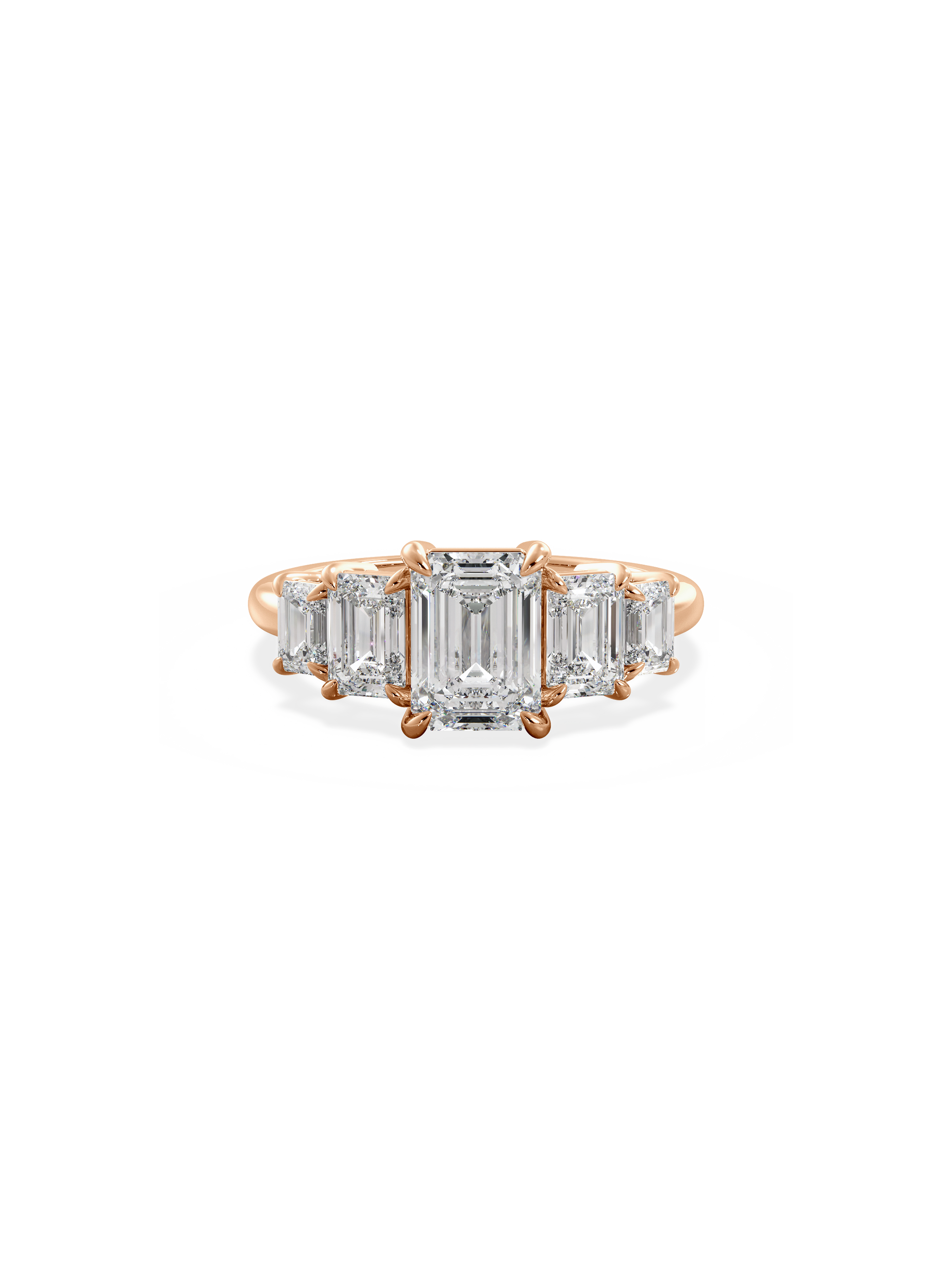 Five Stone-Emerald Lab Grown Diamond Engagement Ring