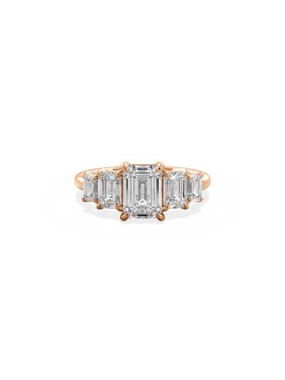 Five Stone-Emerald Lab Grown Diamond Engagement Ring