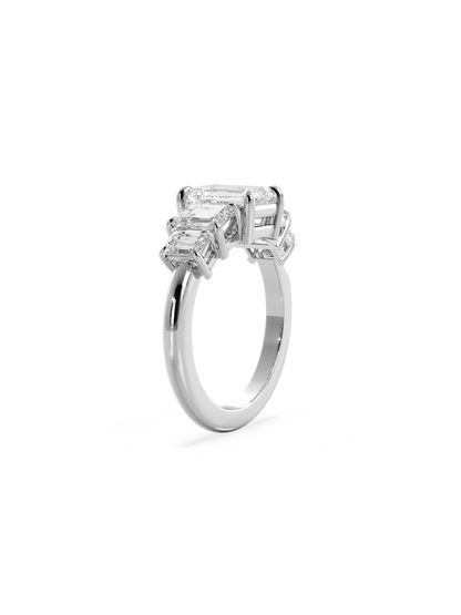 Five Stone-Emerald Lab Grown Diamond Engagement Ring