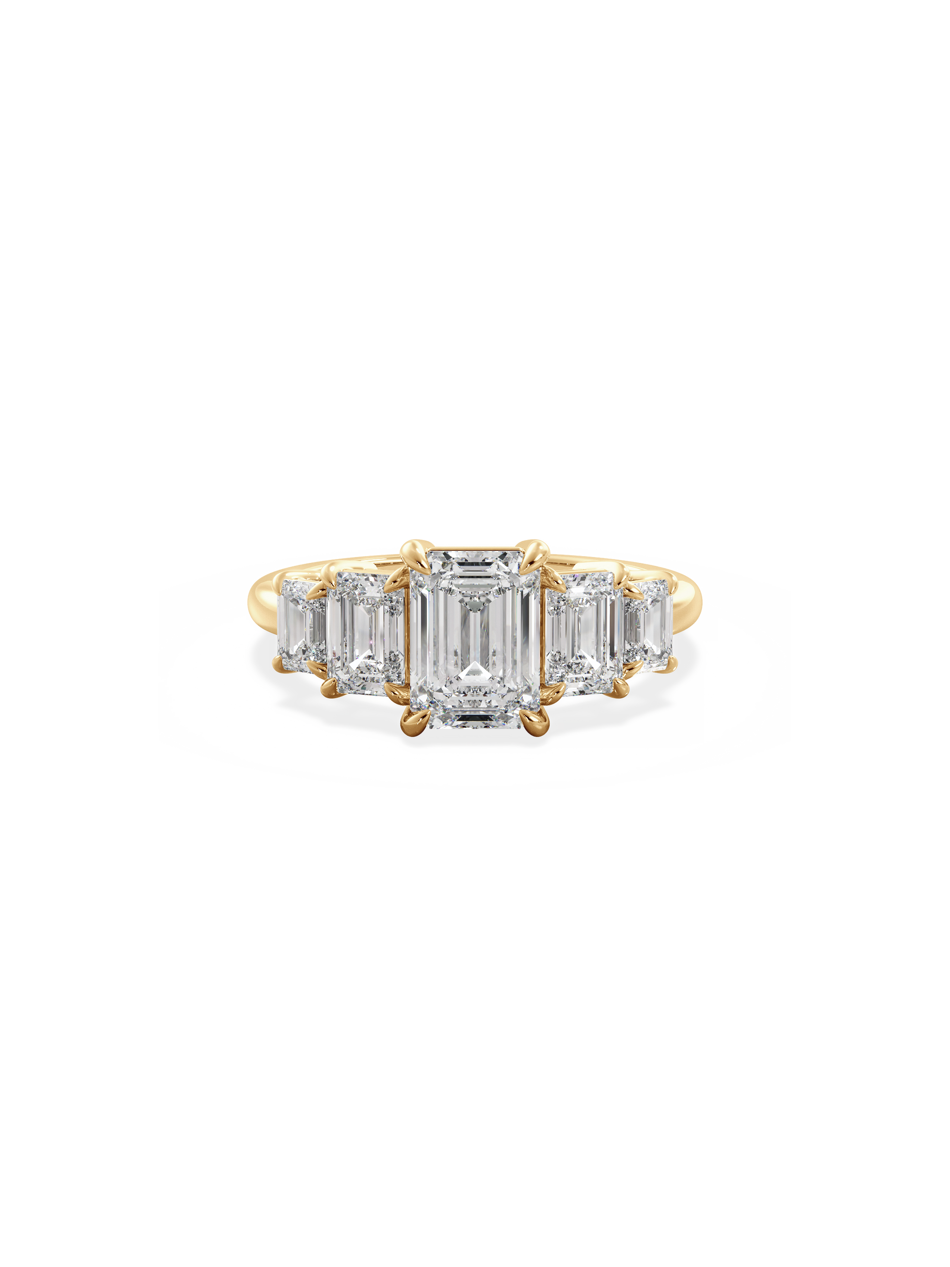 Five Stone-Emerald Lab Grown Diamond Engagement Ring
