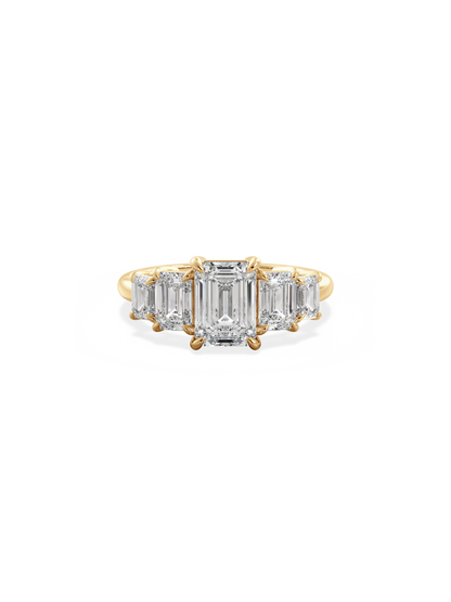 Five Stone-Emerald Lab Grown Diamond Engagement Ring