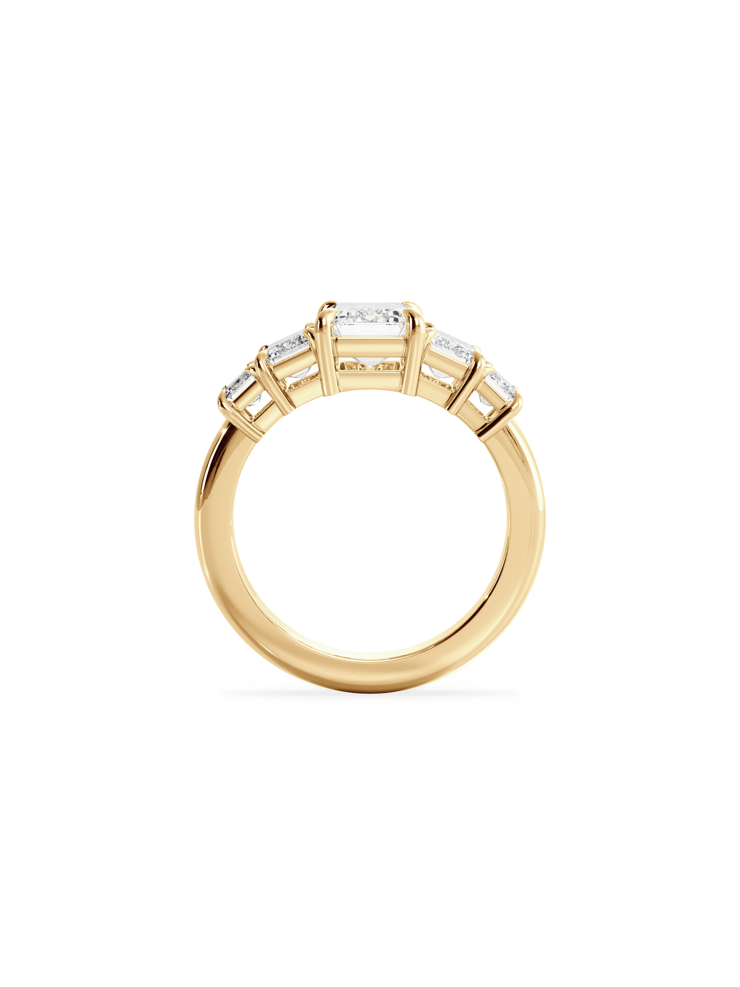 Five Stone-Emerald Lab Grown Diamond Engagement Ring