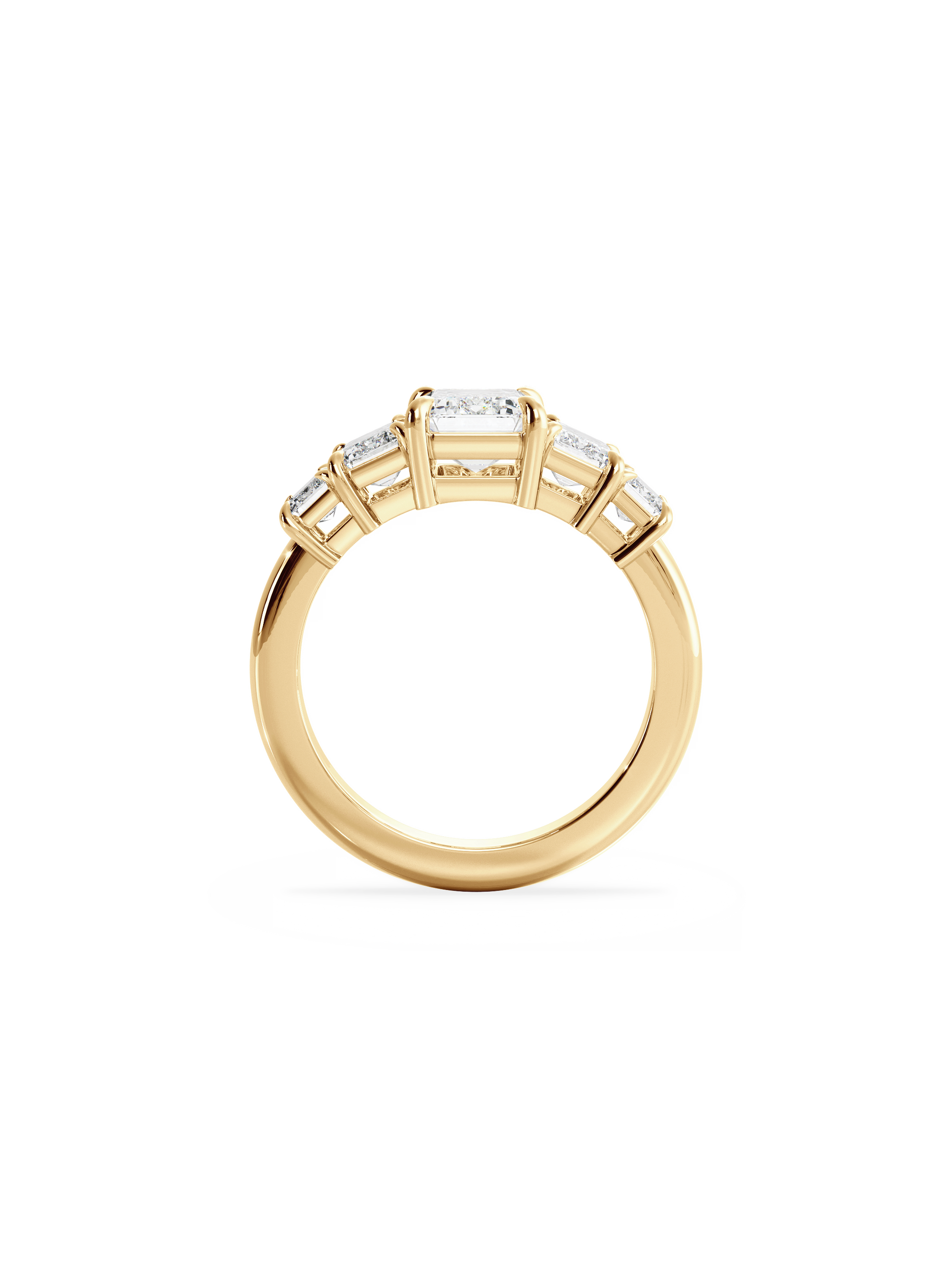 Five Stone-Emerald Lab Grown Diamond Engagement Ring