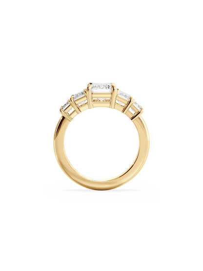 Five Stone-Emerald Lab Grown Diamond Engagement Ring