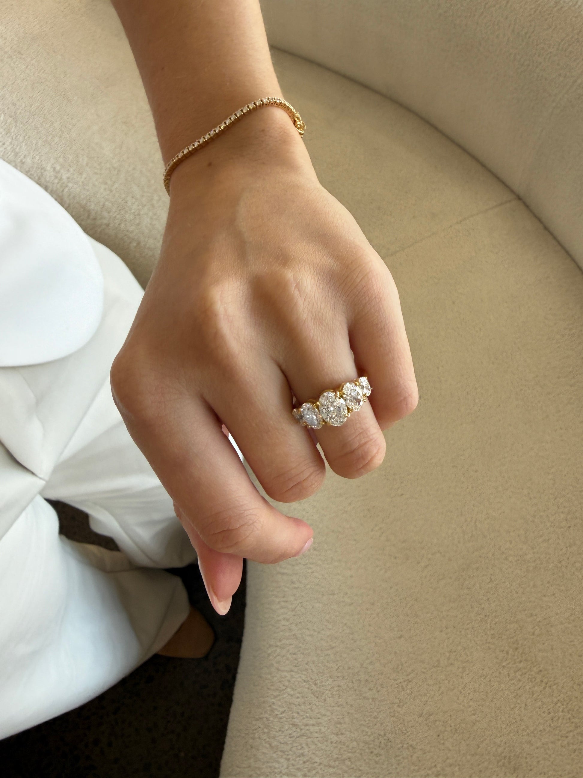 Five Stone-Oval Lab Grown Diamond Engagement Ring