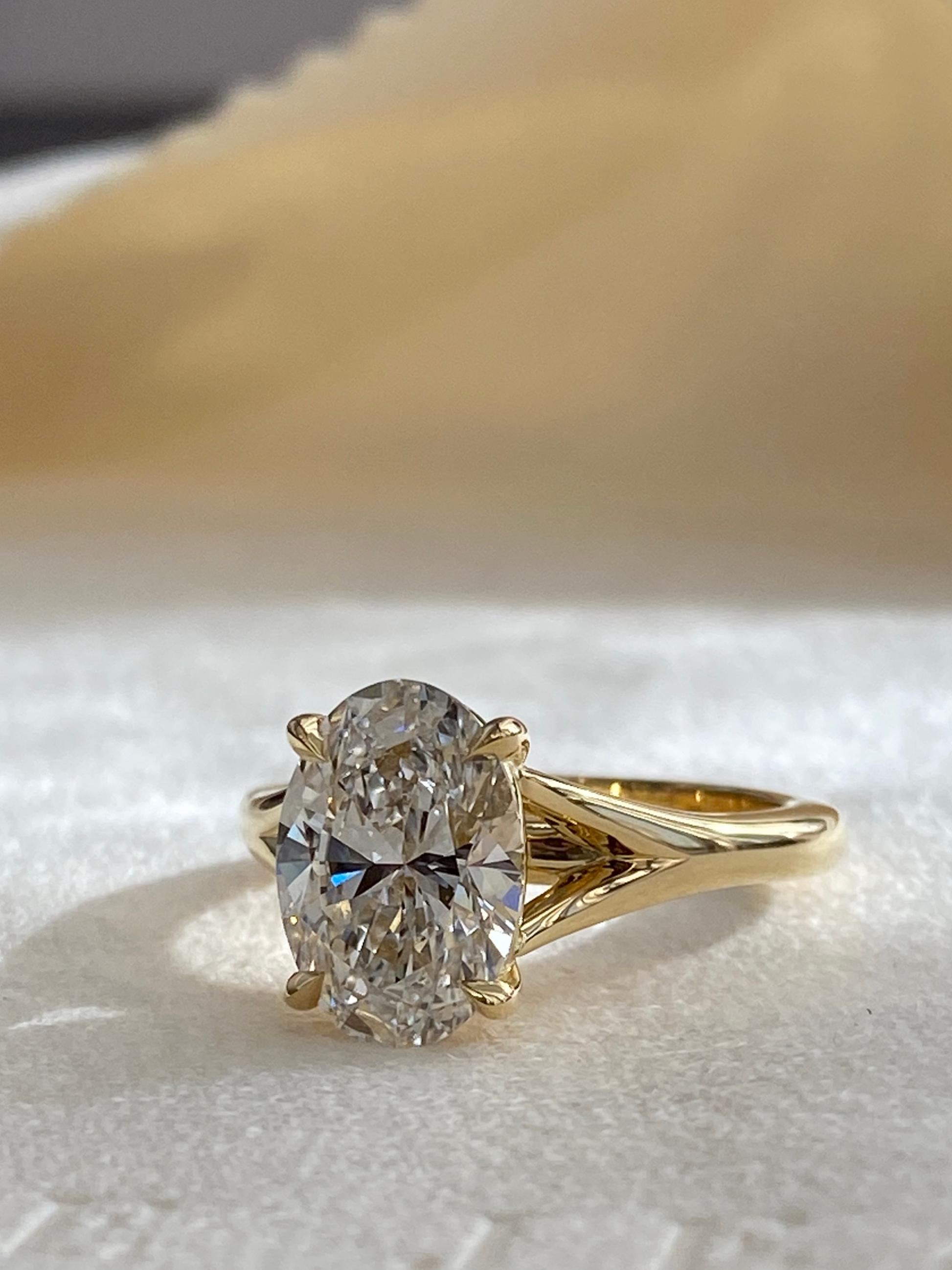 Solitaire & Split Shank-Oval Lab Grown Diamond Engagement Ring