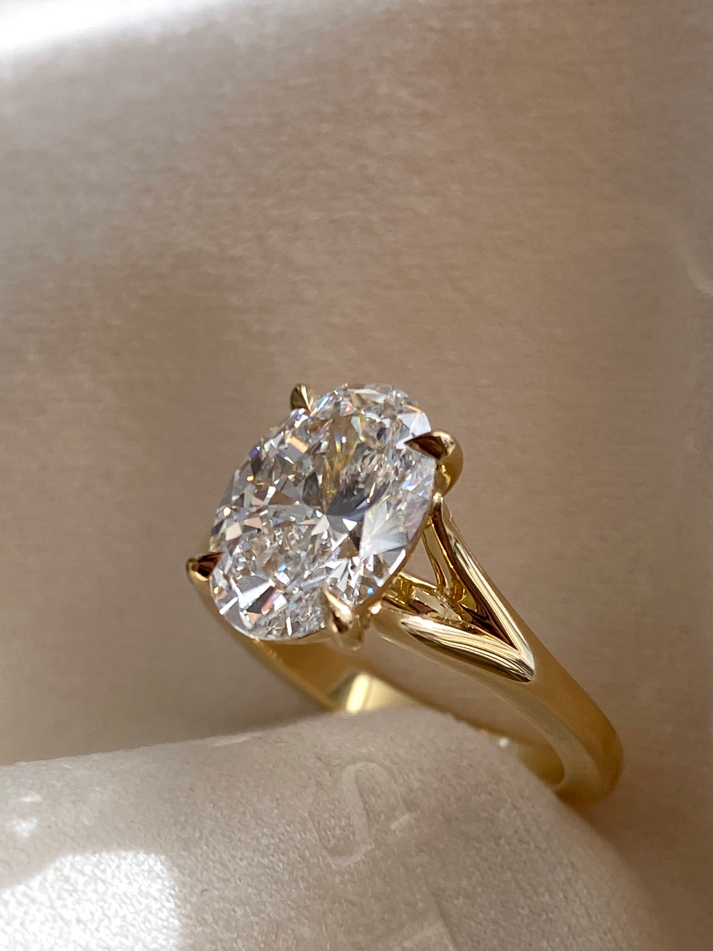 Solitaire & Split Shank-Oval Lab Grown Diamond Engagement Ring