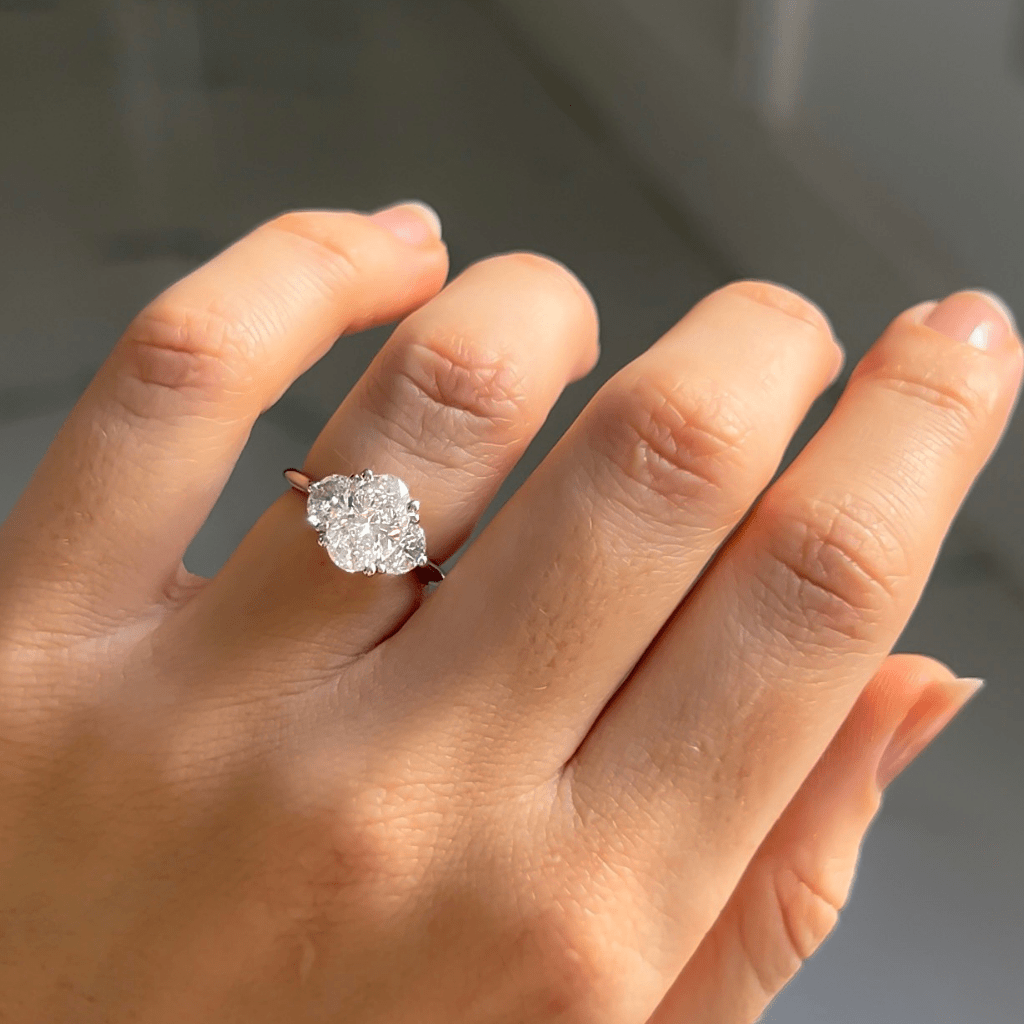 Three Stone-Oval Lab Grown Diamond Engagement Ring