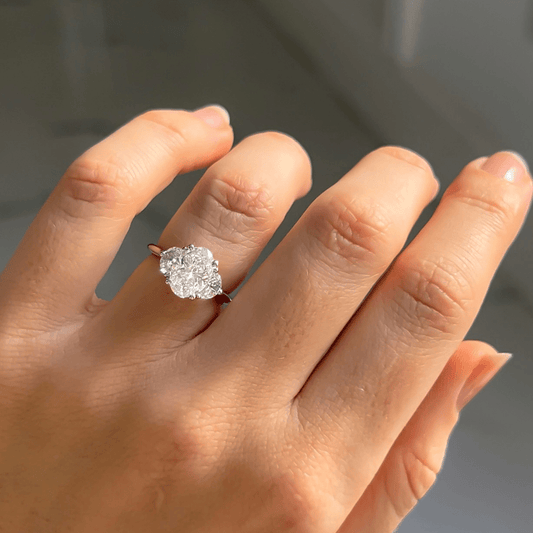 Three Stone-Oval Lab Grown Diamond Engagement Ring