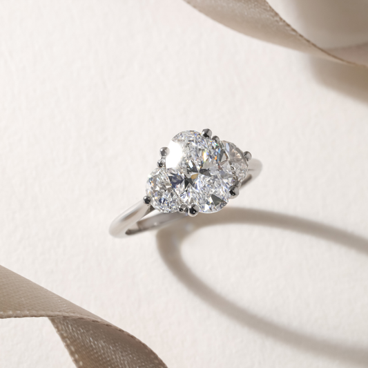 Three Stone-Oval Lab Grown Diamond Engagement Ring