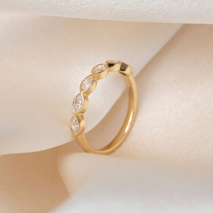 Curved- 0.25 CT Marquise Lab Grown Diamond Wedding Band