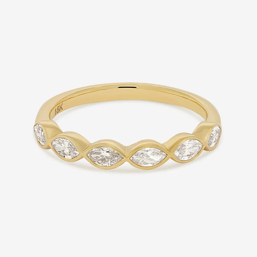 Curved- 0.25 CT Marquise Lab Grown Diamond Wedding Band