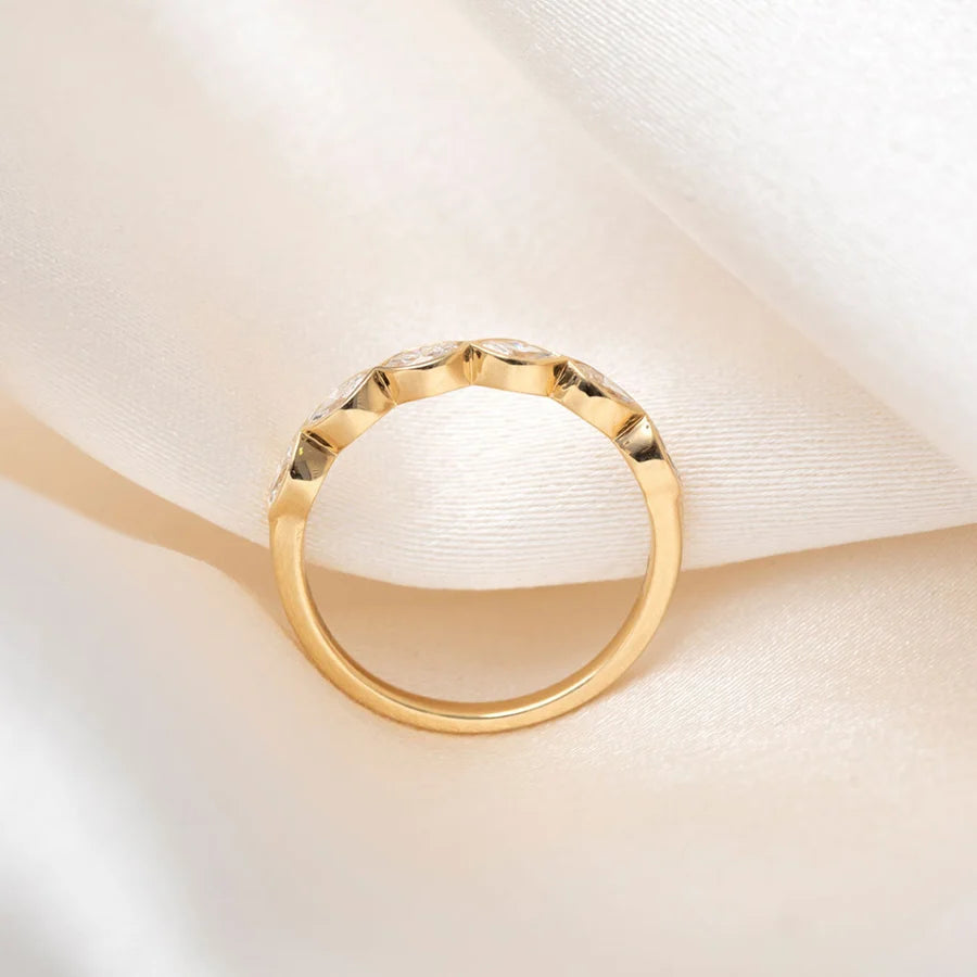 Curved- 0.25 CT Marquise Lab Grown Diamond Wedding Band