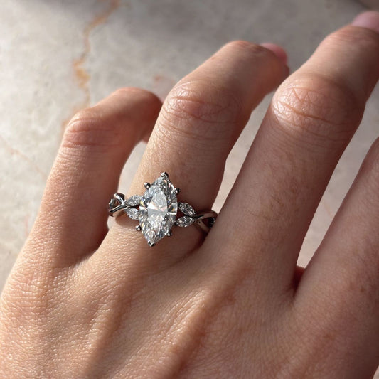Cluster-Marquise Lab Grown Diamond Engagement Ring