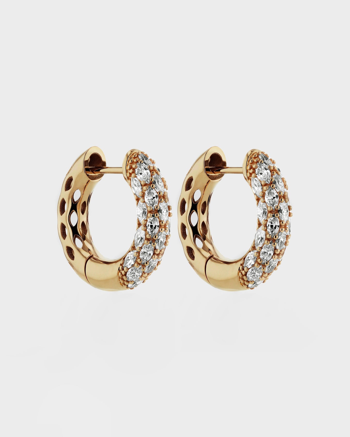Marquise Lab Grown Diamond Tube Set Hoop Earring 1