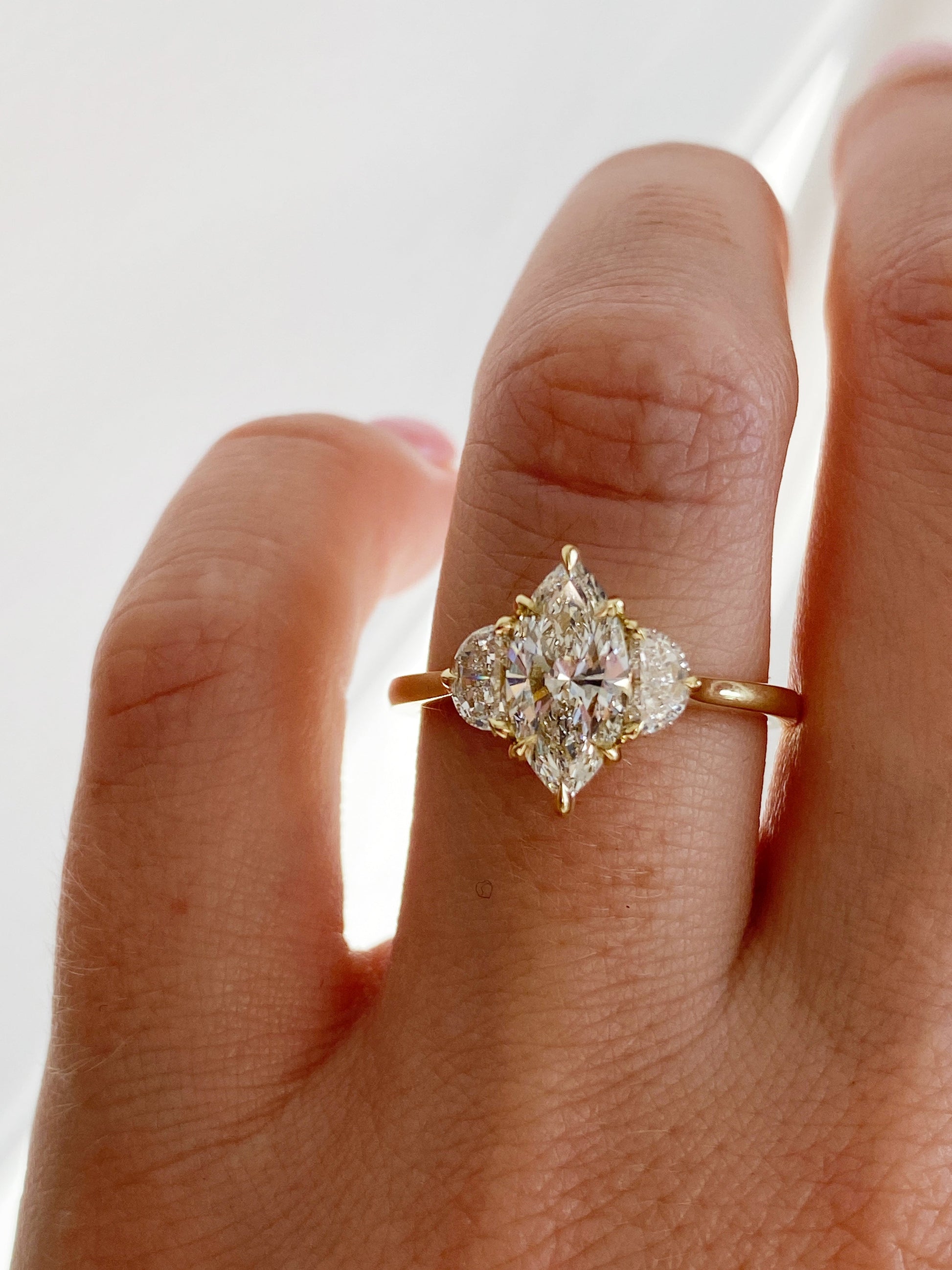Three Stone-Marquise Lab Grown Diamond Engagement Ring