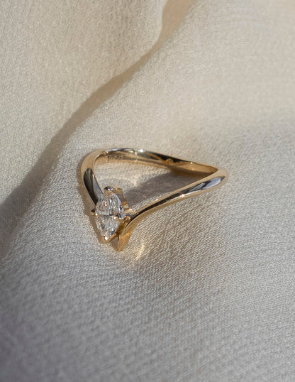 Solitaire Asymmetrical Band-Marquise Lab Grown Diamond Engagement Ring