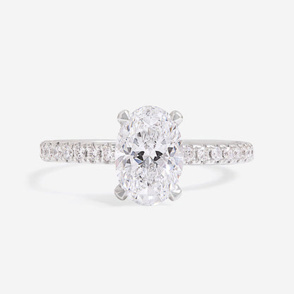 Solitaire & Hidden Halo-1.70 CT Oval Lab Grown Diamond Engagement Ring