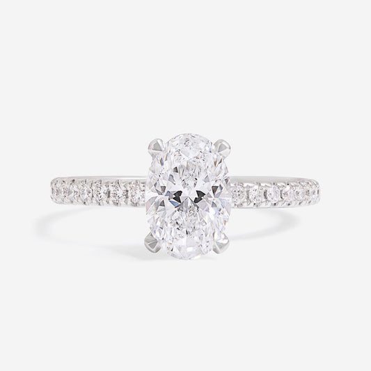 Solitaire & Hidden Halo-1.70 CT Oval Lab Grown Diamond Engagement Ring