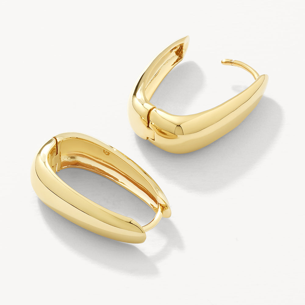 Golden Luxe Elongated Hoops Earrings 7