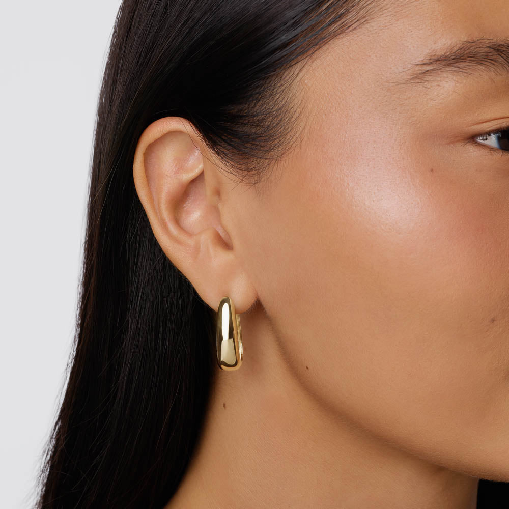 Golden Luxe Elongated Hoops Earrings 8