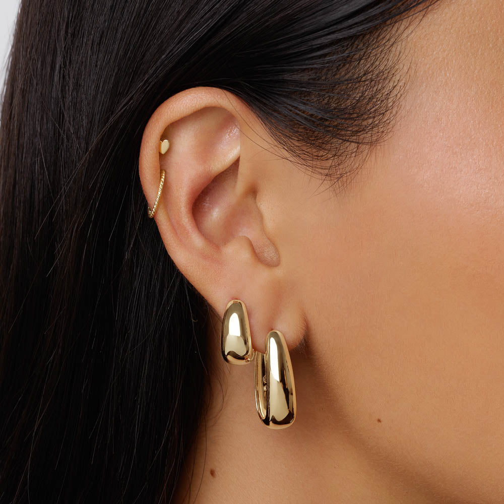 Golden Luxe Elongated Hoops Earrings 6