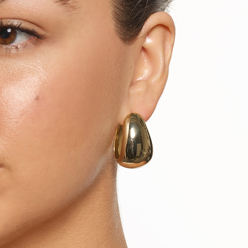 Sleek Gold Teardrop Hoop Earrings